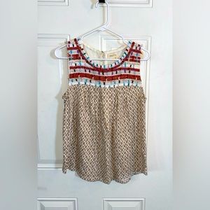 Anthropologie Meadow Rue Size 8 Embroidered Tank